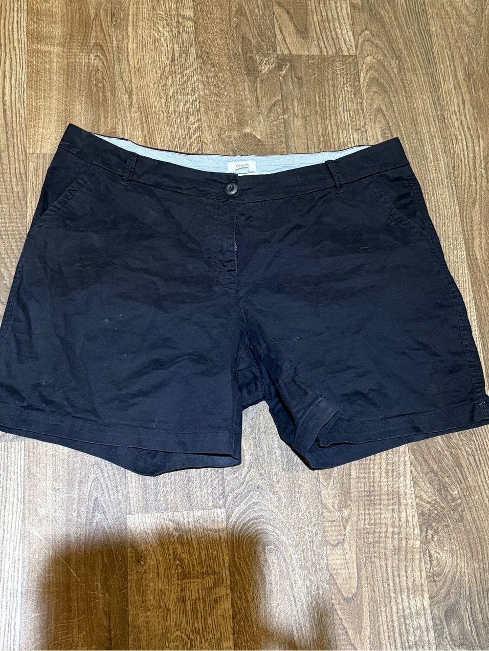 crown & ivy Black Mid-Rise Cotton Bermuda Shorts